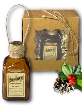 Cointreau Liqueur Extra Dry Artisan Vintage Glass Miniature Bottle Ornament